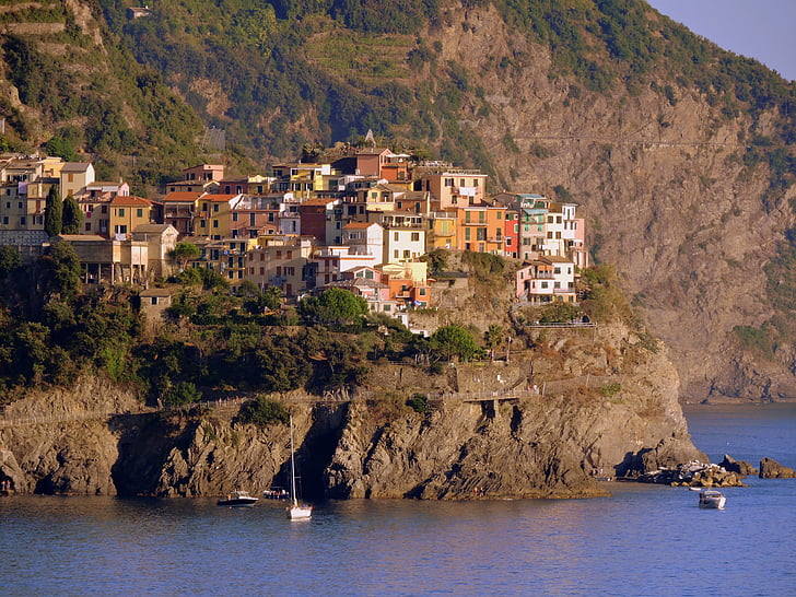 σπίτια, βουνό, στη θάλασσα, Corniglia, χρώματα, Τσίνκουε Τέρρε, πολύχρωμο