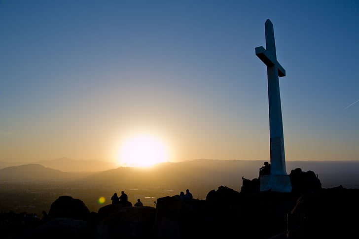 Semana Santa, Amanecer de Pascua, Cruz, Cruz en la colina, montaña, celebrar, servicios de Sunrise