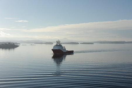 Noorwegen, water, natuur, schip, kust, landschap, fjord