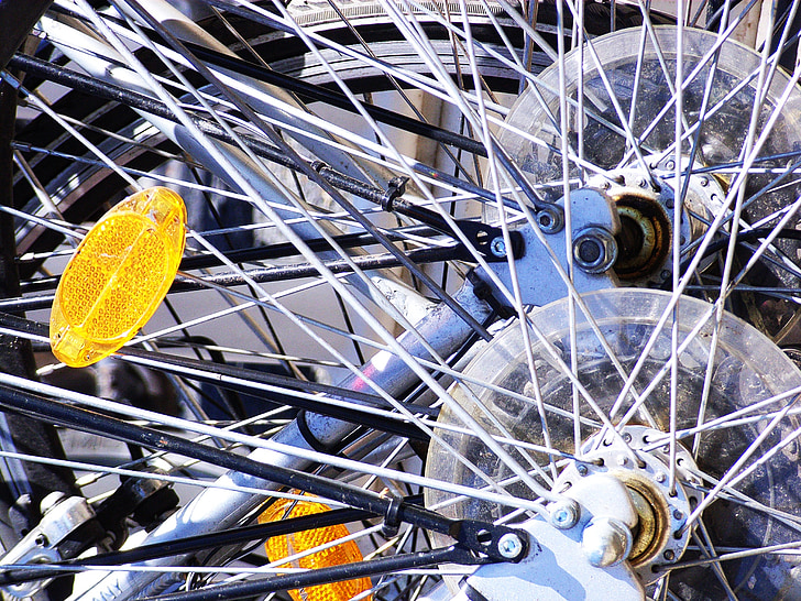 Sepeda, berbicara, Tutup, roda, konstruksi, detail fotografi, Bersepeda
