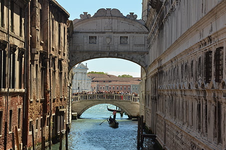 Italija, Venecija, most, most uzdisaja, gondolom, vode, grad