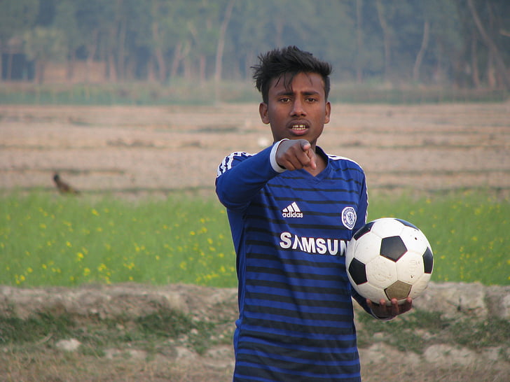 fotball, landsbyen, Bangladesh, feltet, sport, landskapet, spilleren