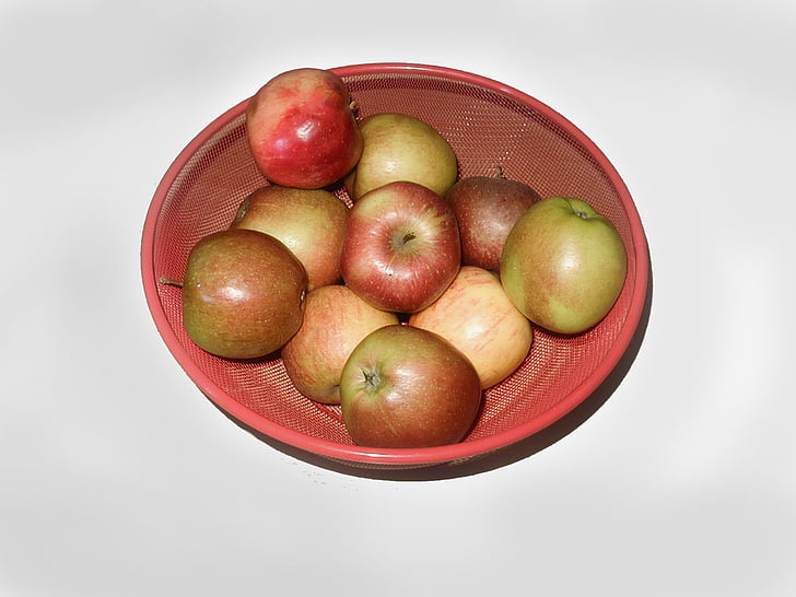 tazón de fuente de, Apple, fruta, alimentos, comer, rojo, saludable