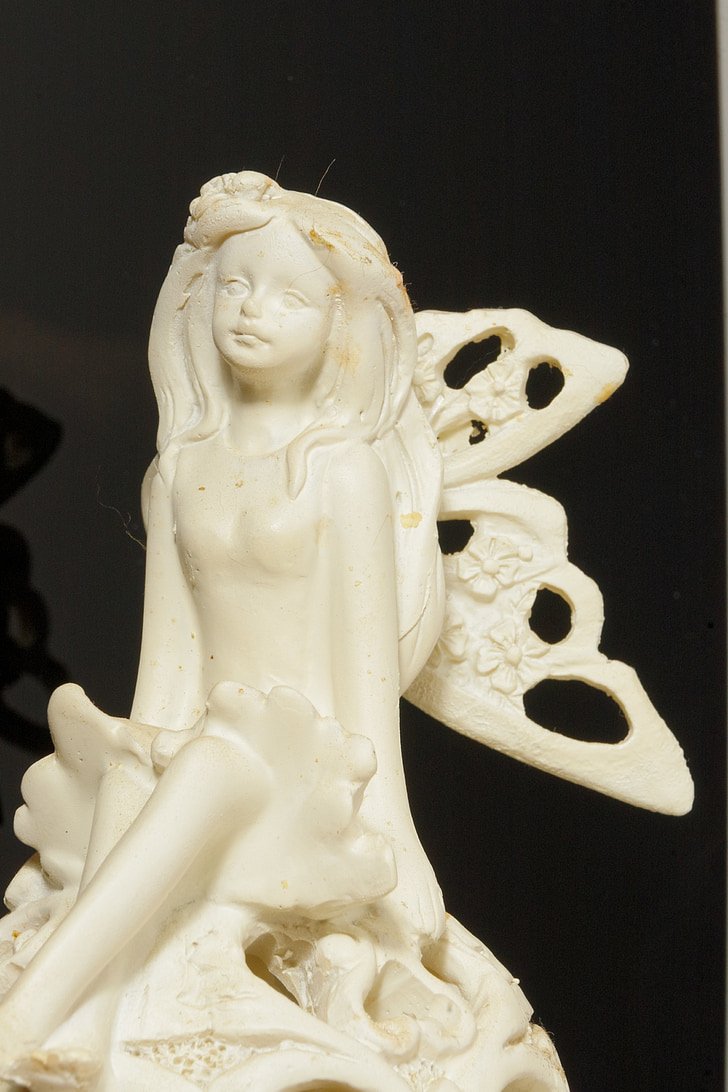 estatua de, Ángel, ala, escultura, mujer, carita de Angel