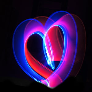 hjärtat, Kärlek, glöd, Glow stick, färg, ljus, ljus målning