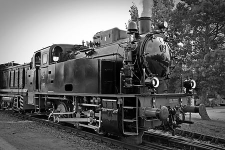 ロコ, 蒸気機関車, 機関車, 歴史的に, ノスタルジックです, モノクロ, 鉄道