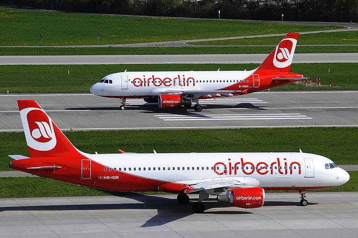 AirBerlin, Αεροδρόμιο, προσγειωμένος λουρίδα, Airbus, Βερολίνο, αέρα, αεροπλάνο