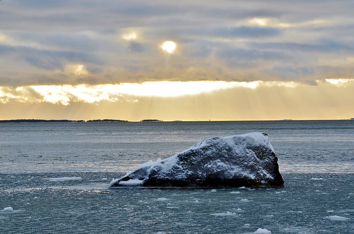 inverno, mare, la luce del sole, paesaggio invernale, gelo, Finlandese