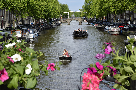 Амстердам, Европа, Пешие прогулки, Прогулка, Отдых, каналы, праздник