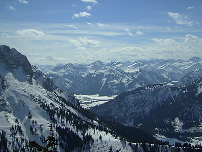Зима, горы, снег, Альпийский, Alpenblick, удаленный вид, праздник