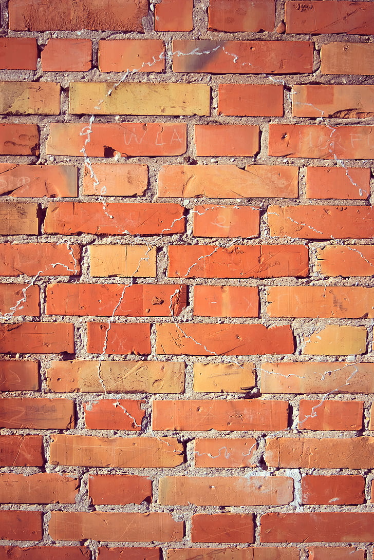 textures, backgrounds, brick wall, orange, red, yellow, brick