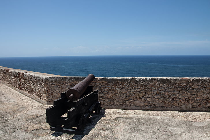 forteresse, armes à feu, océan, réservé (e), Côte, mer, Cuba