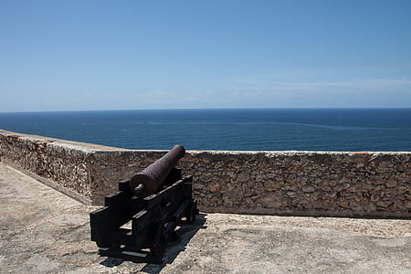 fortress, gun, ocean, booked, coast, sea, cuba
