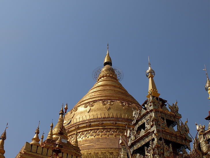 burma, temple, gold, pagoda, buddhism, dome, religion