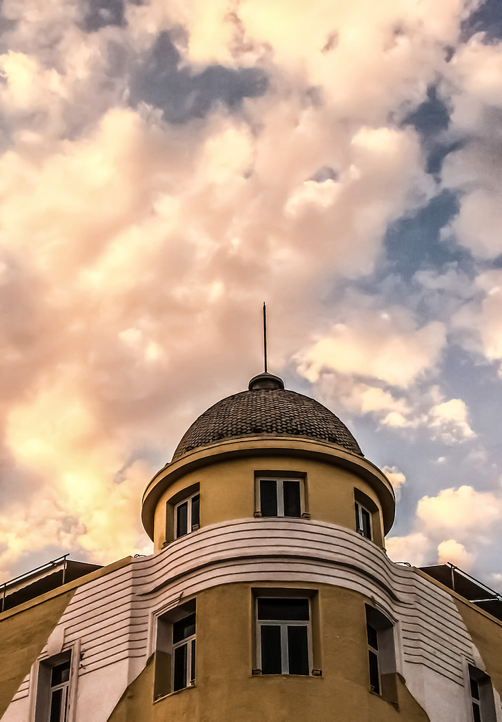 greece, volos, university of thessaly, architecture, building, afternoon, clouds