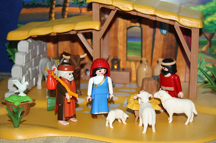 Playmobil, Christmas story, tilbedelse, Shepherd, stall, Jesus, Maria