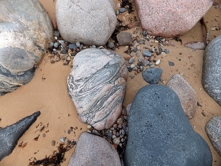 piasek, skały, morze, kamień