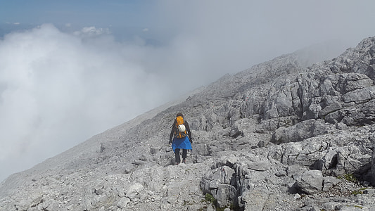 Watzmann, alpinisme, solitude, montée, randonnée pédestre, Wanderer, champ de décombres