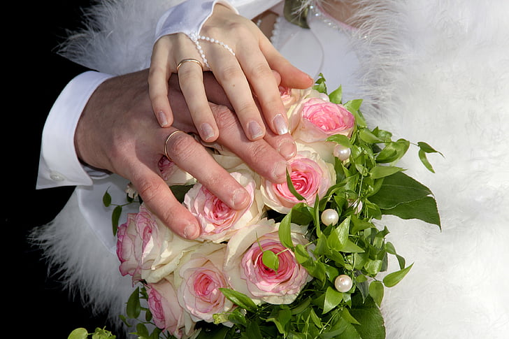 Braut und Bräutigam, Hochzeit, heiraten, Hände, Romantik, romantische, paar
