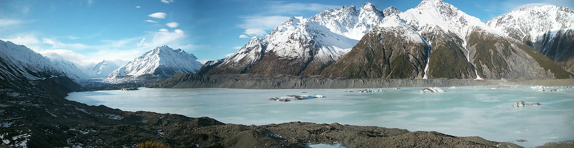 ニュージーランド, 風景, 山, 氷河, 自然