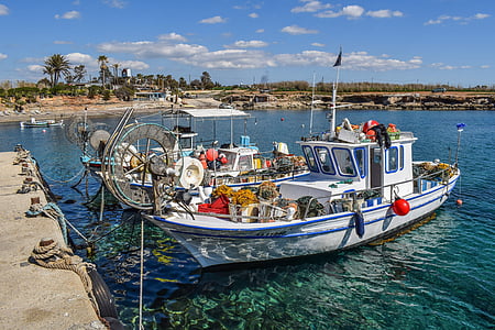 barca, port, adăpost de pescuit, mare, tradiţionale, Ormidhia, Cipru