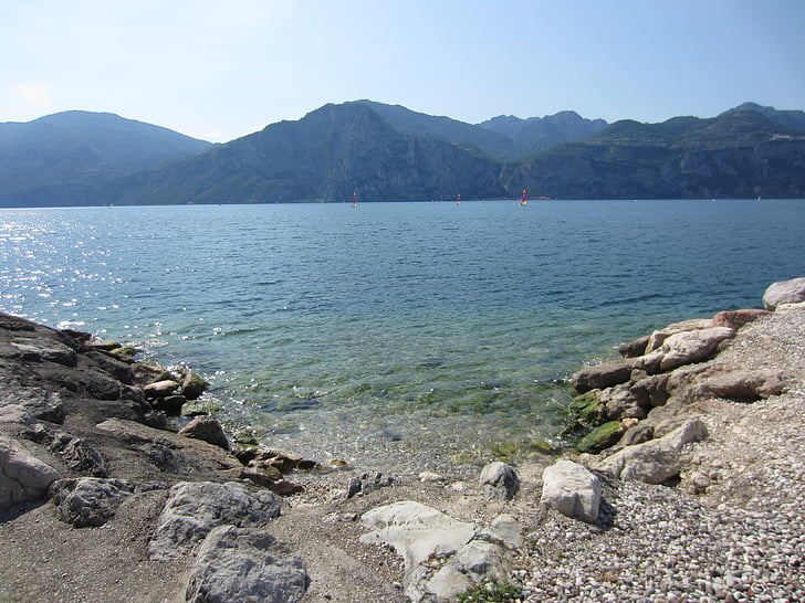 léto, Itálie, jezero, krajina, banka, Lago di Garda