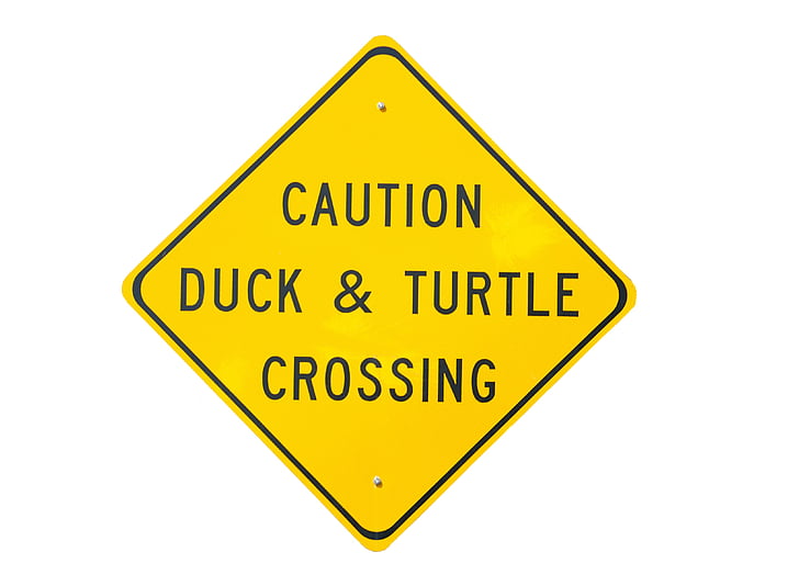 duck and turtle, crossing sign, signage, caution, warning, isolated, background