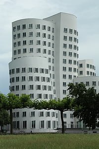 Düsseldorf, Media harbour, arhitektuur, hoone, Port, kaasaegne, fassaad
