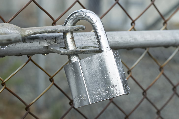 lock, locked, padlock, closed, fence, iron, steel