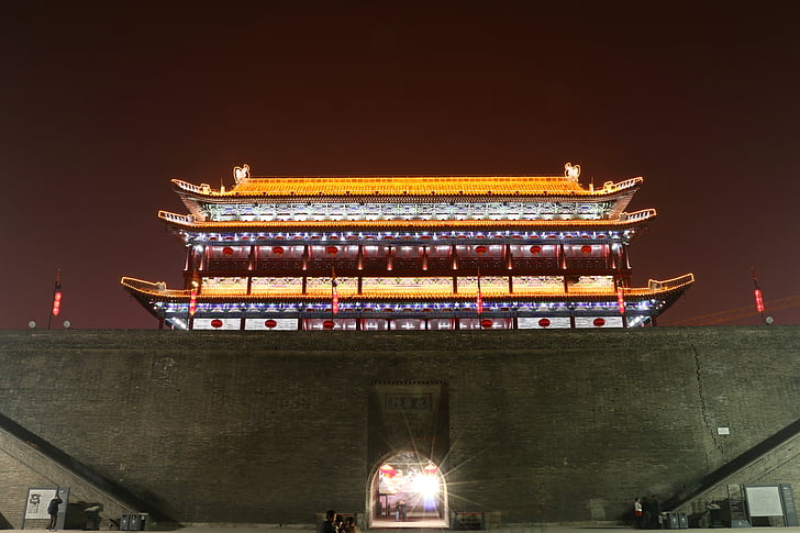 scenérie, Xi'an, Čína, zvonica, Ázia, budova, História