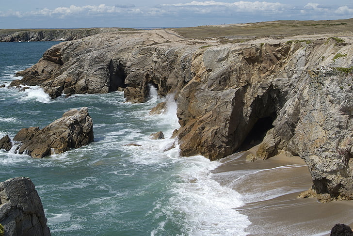 Bretagne-i, Franciaország, sziklák, sziklák, Beach, ballada, Holiday