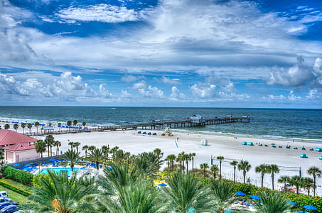 Clearwater beach, Florida, lahe kaldal, vee, kalda, Tropical, Pier