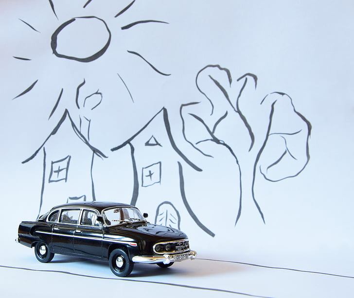 Tatra 603, Auto, modell, miniatyr, svart, leksak