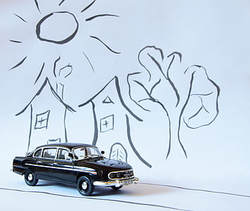 Tatra 603, Auto, model, miniatur, hitam, mainan
