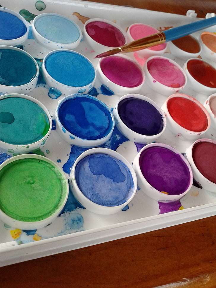 Vodové farby, Farba, Kreslenie, Farba, kefy, plátno, remeslá