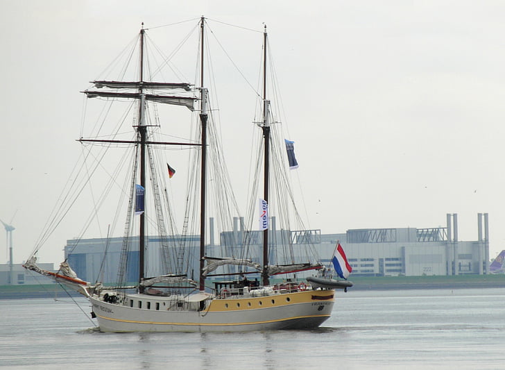선박, 범선, 오래 된, 새로운, 함부르크, 엘베
