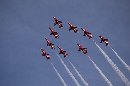 southport air show, red arrows, aircraft, hawk jets, flying, air Force, military