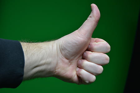 palec nahoru, ruka, palcem, gesto, úspěch, schválení, posunkem