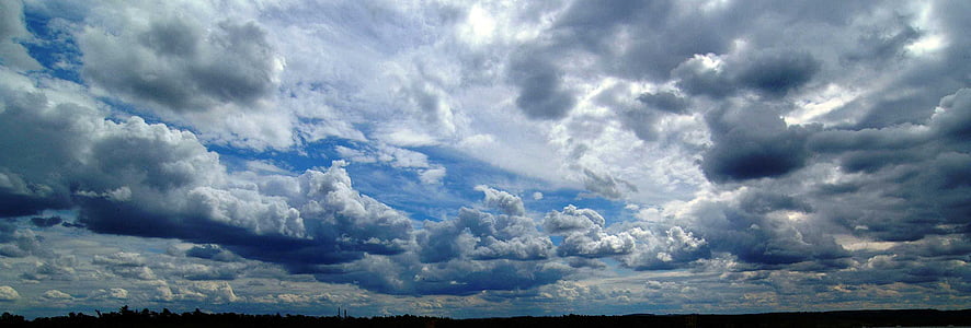 自然, 雲, 暗い, 地平線, 夏, ない人, 完全なフレーム