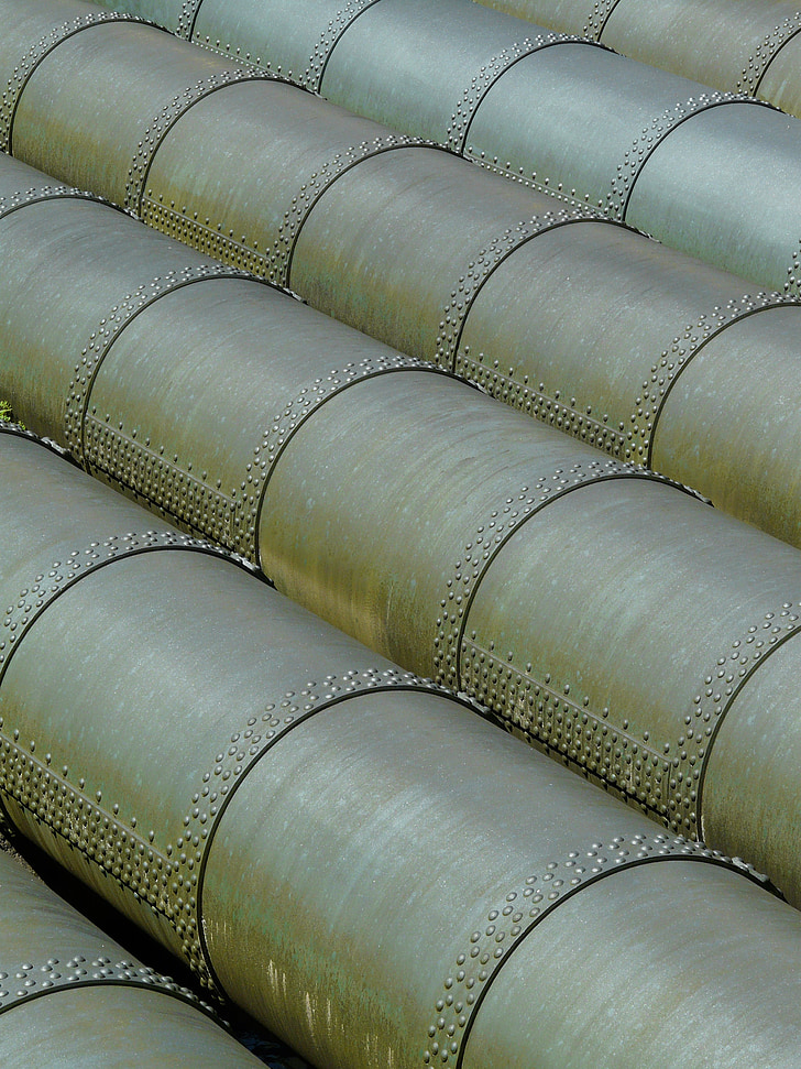 tubos, cobre, pipa de agua, línea, metal, verde, oxidado
