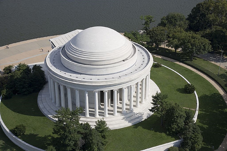 Jefferson memorial, Washington, DC, antenne, USA, historie, president