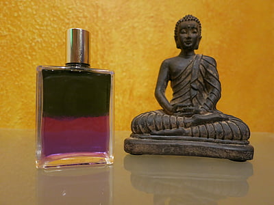 essensen, flaske, farve, kosmetik, Aura soma, Buddha