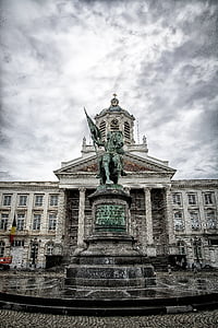 Bruksela, Plac królewski, Pomnik, Gotfryd z bouillon, Europy, Belgia, Bruxelles