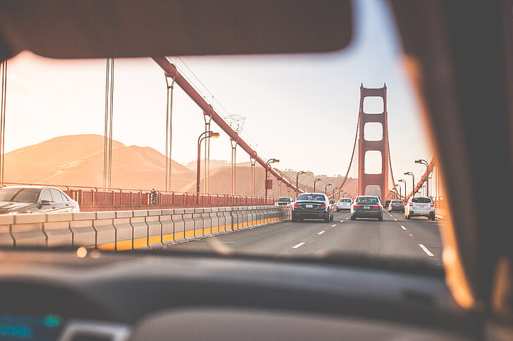 blur, bridge, cars, city, close-up, drive, driving