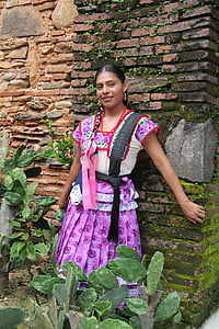 妇女, 仙人掌, 墨西哥, 瓦哈卡, 土著, 教会, chatina
