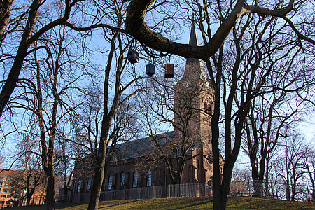 Grünerløkka, peizažas, žiemą, šaldymo, bažnyčia, graži vieta, Miestas