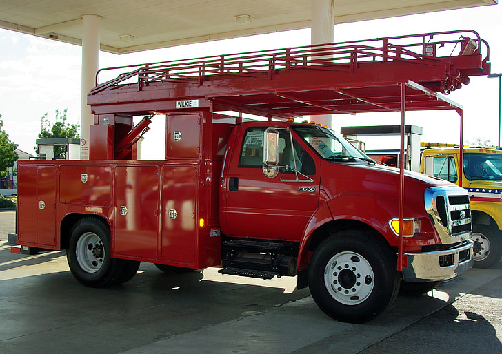 é.-u., Californie, camion de pompier, transport, échelle