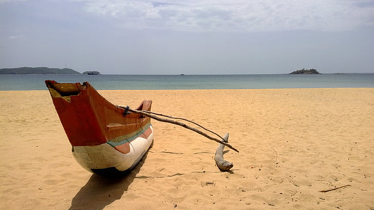 Sri lanka, platja, vacances, bota, platja de marbre, Mar, sorra