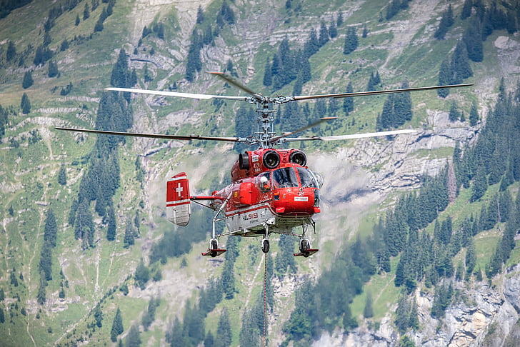helikopters, mežizstrāde, darba, Alpu, kamov, kalns, kalnu grēda