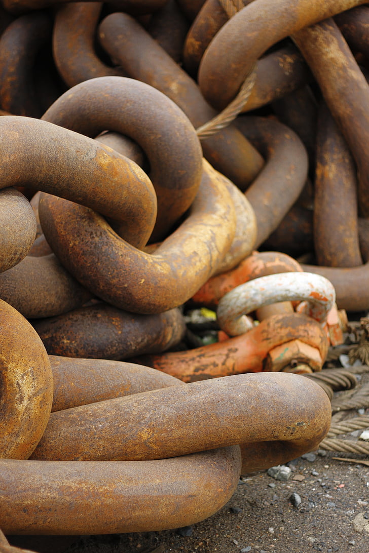 chain, rust, metal, heavy, link, rusted, texture